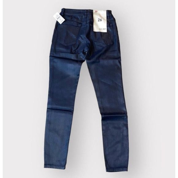 $98 Warp + Weft JFK Skinny Jeans Dark Navy Coated Stretch Denim Size 2 26x28 NWT - Picture 4 of 11